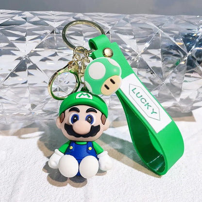 Mario Keychain Mario Bros Luigi Figure Toad Yoshi Bowser Action Figure Model Cartoon Bag Doll Pendant Toys Gift