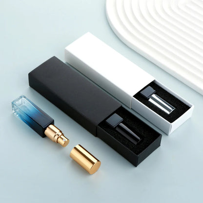 10PCS 10ml Blue Gradient Perfume Bottle Square Glass Spray Bottle with Box Travel Portable Sample Fragrance Atomizer
