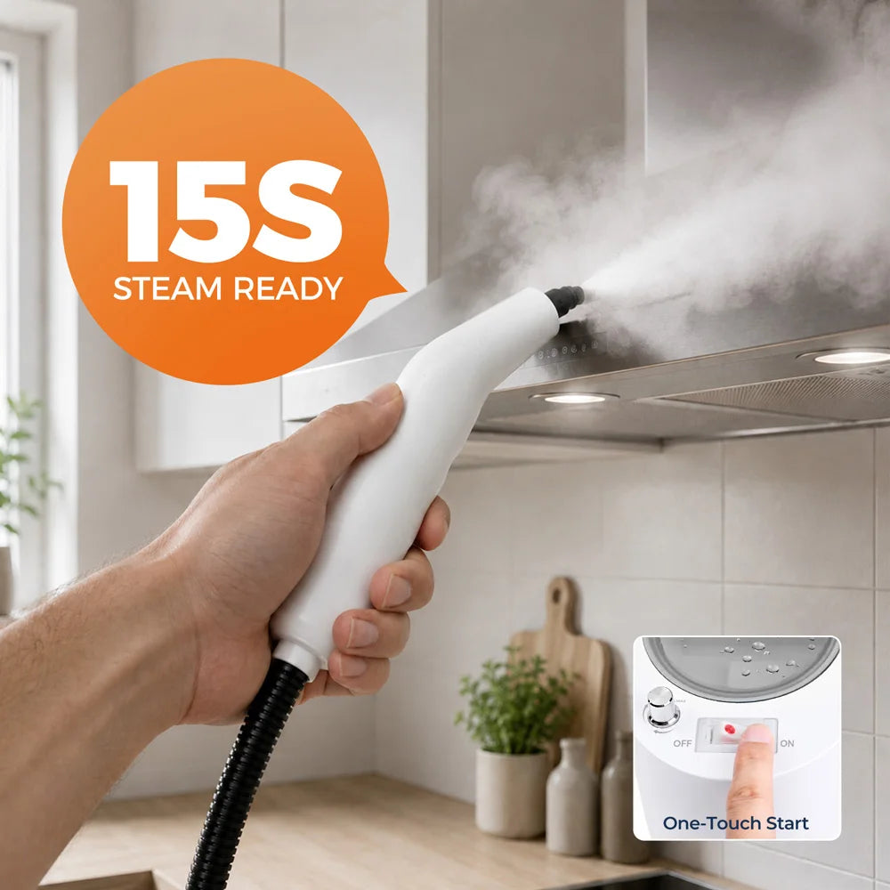 ROUNY Multi-Purpose Portable High Pressure Steam Cleaner, 3.5Bar Powerful Steam Output, 15s Fast Heat-Up, 1000ml Large Tank