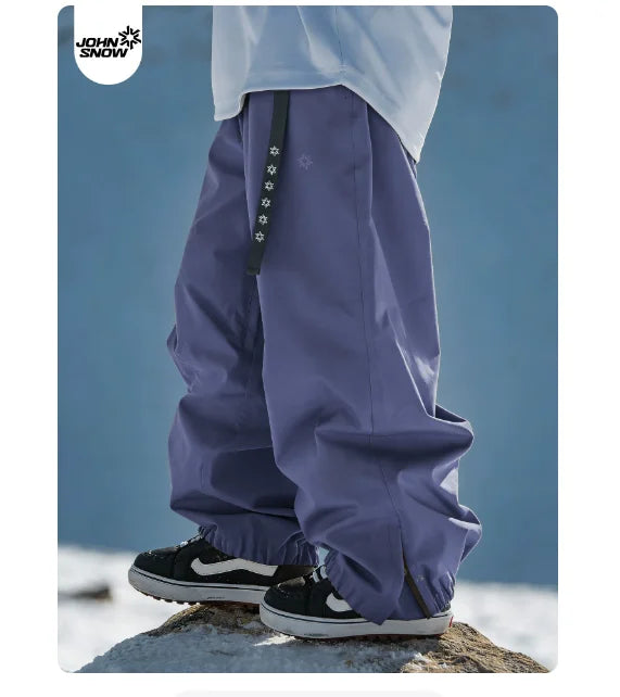 John Snow Winter Women And Men's Waterproof Ski Pants Outdoor High Quality Breathable Loose Snow Trousers Ski Snowboarding Pants