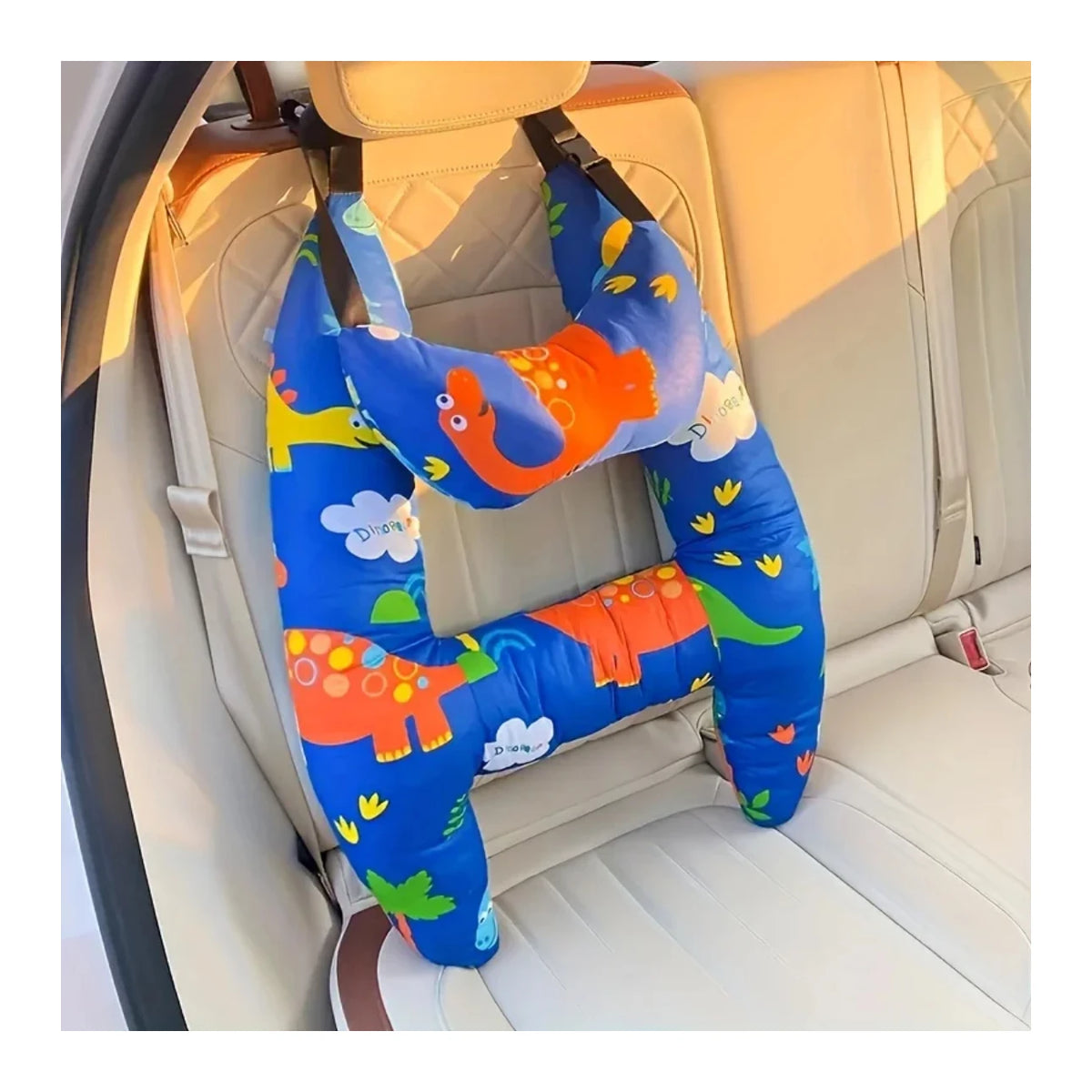 2-Pack Adorable Ultra-Soft Car Seat Pillows with Secure Belt - Ensures Peaceful Restful Naps on the Go - Enhanced Safety