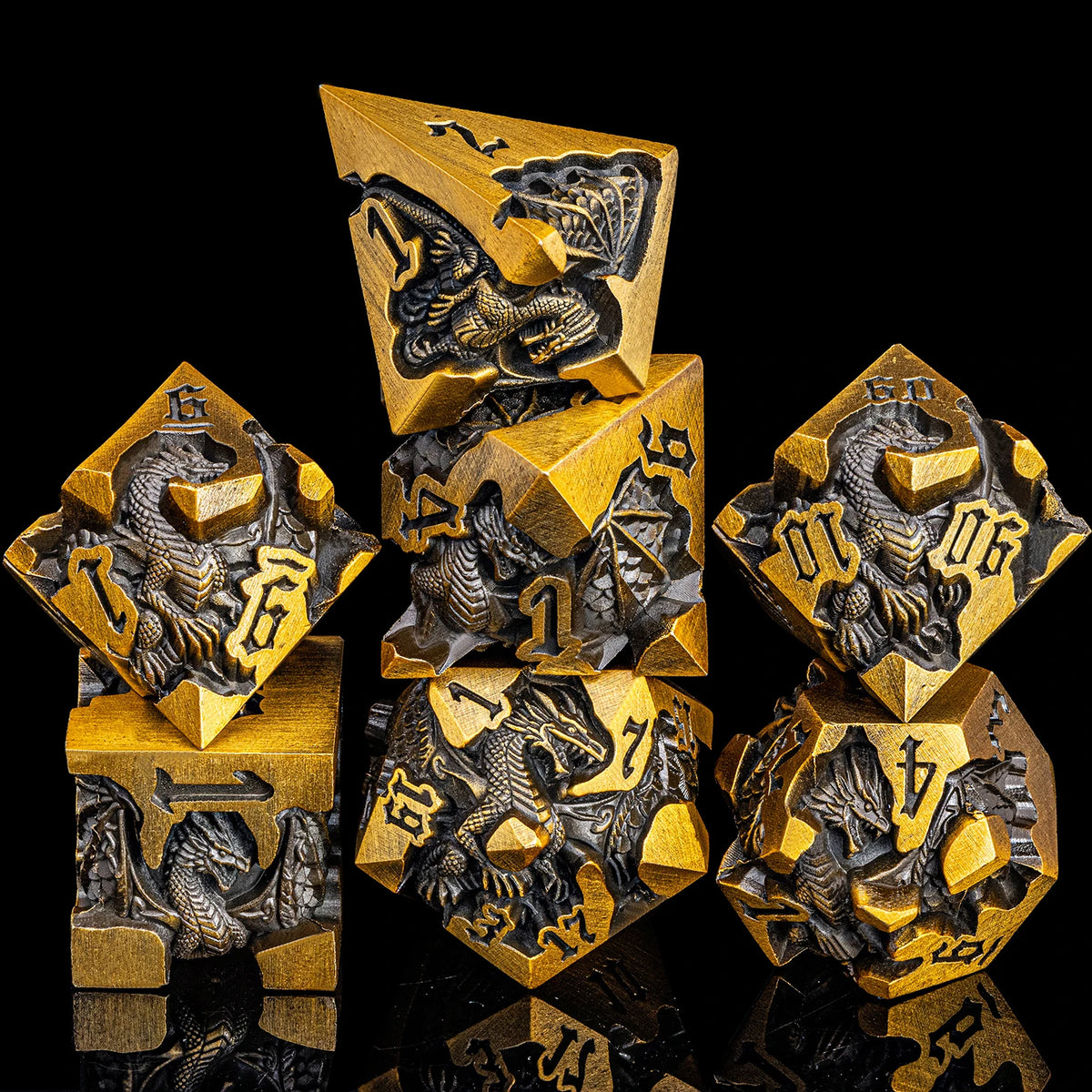 Dragon DND Metal Dice Set D6 D&D Dungeon and Dragon Pathfinder Table Role Playing Game Black Red RPG Polyhedral D20 D and D Dice