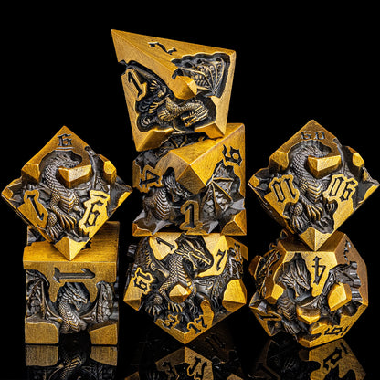 Dragon DND Metal Dice Set D6 D&D Dungeon and Dragon Pathfinder Table Role Playing Game Black Red RPG Polyhedral D20 D and D Dice