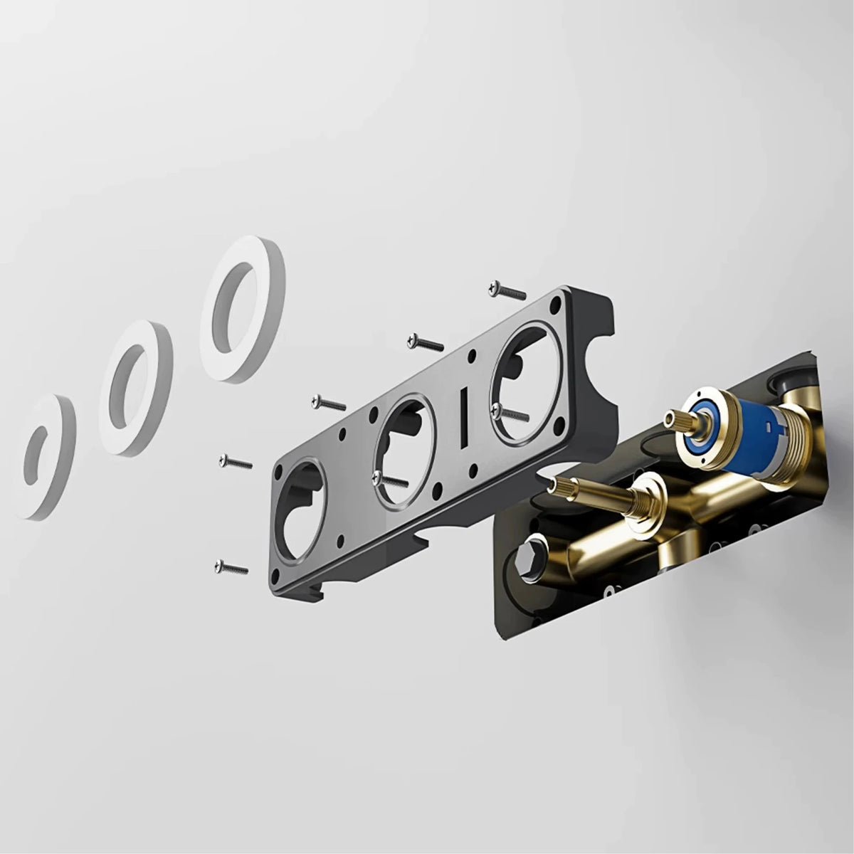 AITANA luxury brass gun gray wall mounted cold and hot water shower system simple design embedded bathroom faucet