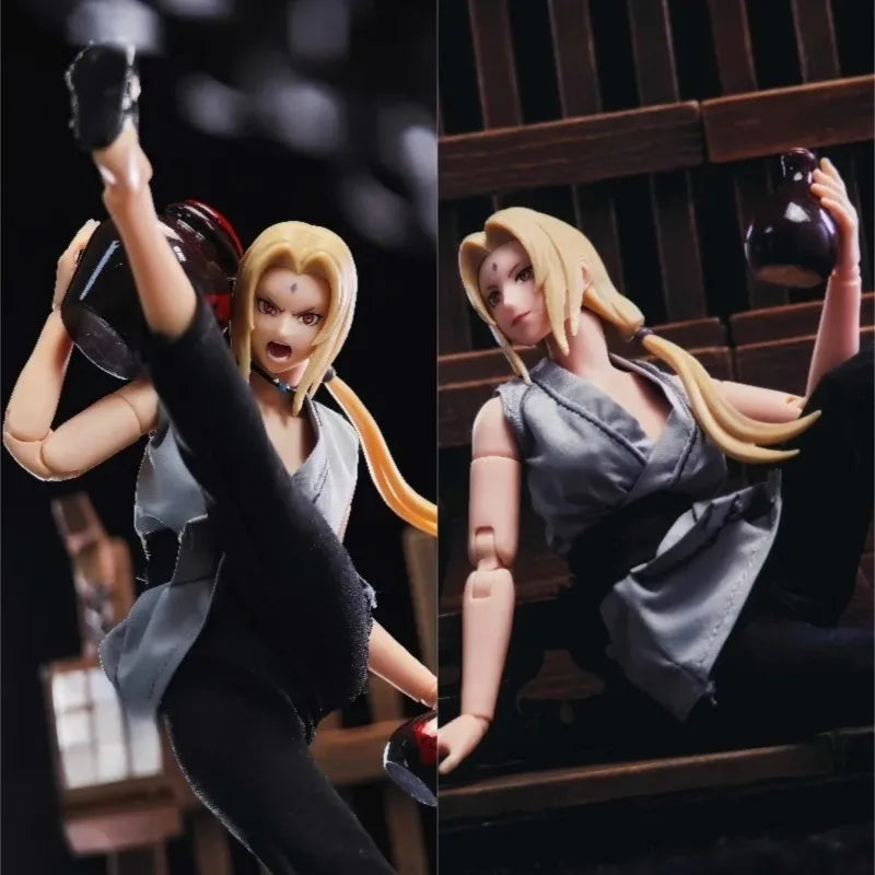 1/12 Scale Naruto Action Figure Five Generations Tsunade Cloth Robe Vest Pants Shoes Set Clothes Model for 6" Female CF Doll Body