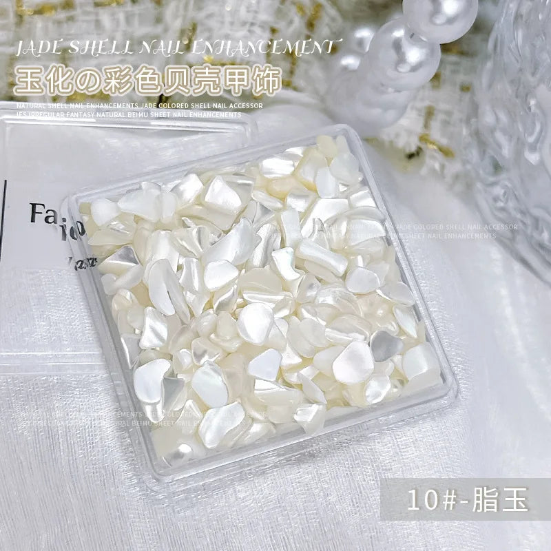 1 Box 3D Nail Art Decoration Material Shell Jade Stone Pearly Luster Irregular Nails Accessory Parts Manicure Decor Supplies