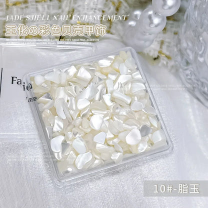 1 Box 3D Nail Art Decoration Material Shell Jade Stone Pearly Luster Irregular Nails Accessory Parts Manicure Decor Supplies