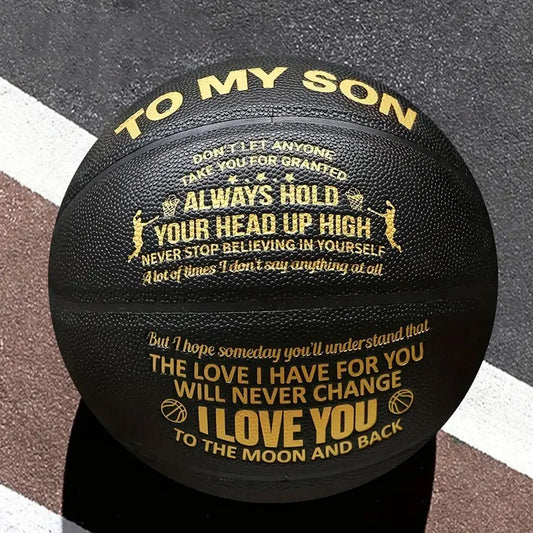1 Pc No.7 Black Send Your Son Basketball pu Wear-resistant Outdoor Sports Training Basketball Gift (With Air Bowl)