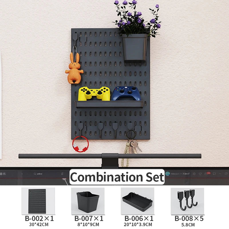 No Drill Pegboard Wall Rack Gaming Room Storage for Controllers Headphones Figures Keyboard Hooks Shelf