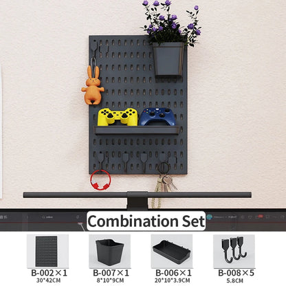No Drill Pegboard Wall Rack Gaming Room Storage for Controllers Headphones Figures Keyboard Hooks Shelf