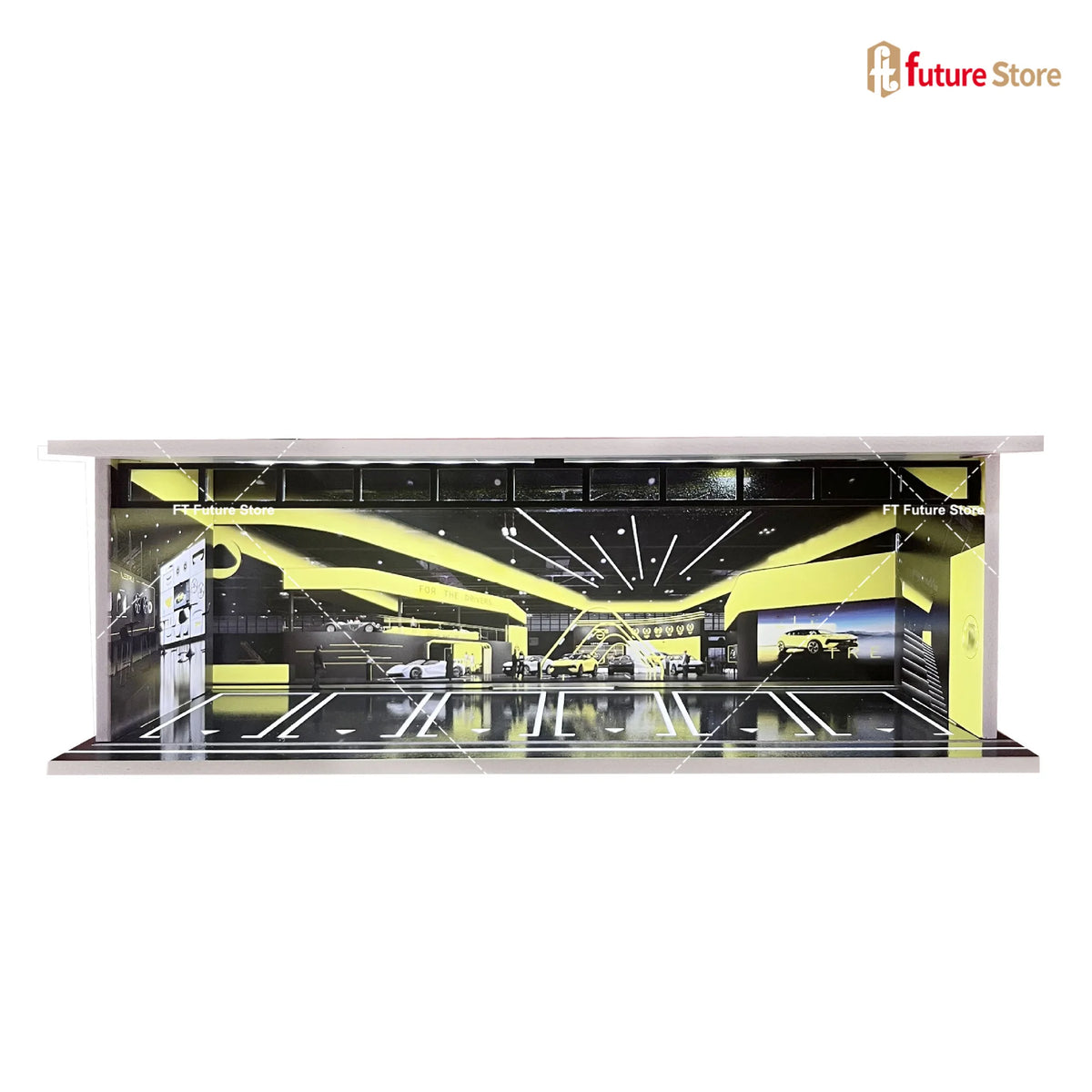 1/64 Scale Garage Scene Model Lighting Assembled Parking Lot Diorama Parking Place for Miniatures Figure Cars Display