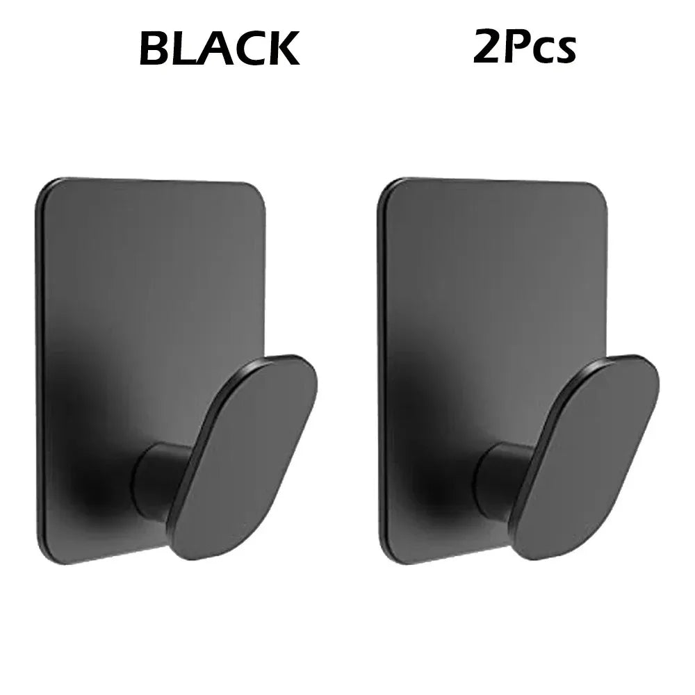 2pc/4pc Bathroom Clothes Hooks, Adhesive Wall Hooks, Stainless Steel Towel Racks, Bathroom Kitchen Hardware, Multi-Purpose Hooks