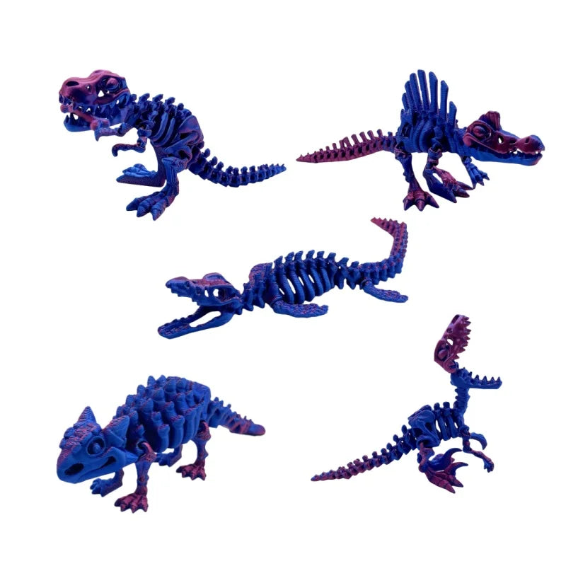 5-Piece 3D Printed Dinosaur Set with Movable Joints, Including Ankylosaurus, Sauron, and Spinosaurus, Home and Decor Display Pie