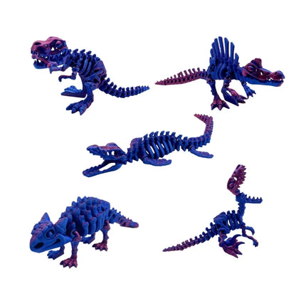 5-Piece 3D Printed Dinosaur Set with Movable Joints, Including Ankylosaurus, Sauron, and Spinosaurus, Home and Decor Display Pie