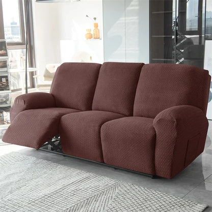 1/2/3 Seater Recliner Sofa Cover Jacquard Solid Color Stretch Couch Coushion Solid Color Sofa Slipcover for Living Room Home