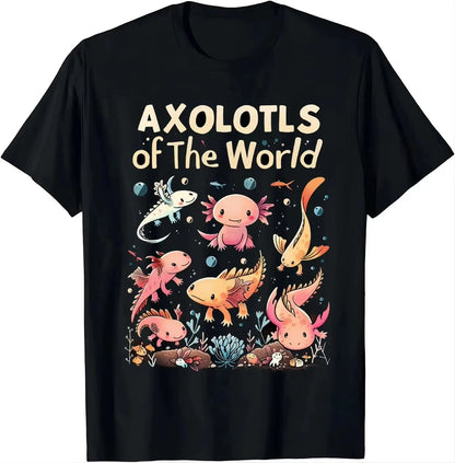 I AXOLOTL QUESTIONGS Children Boy Girl T shirt 2026 New Summer Short Sleeve T-Shirt Cute Style kidS casual SPORTS Tops