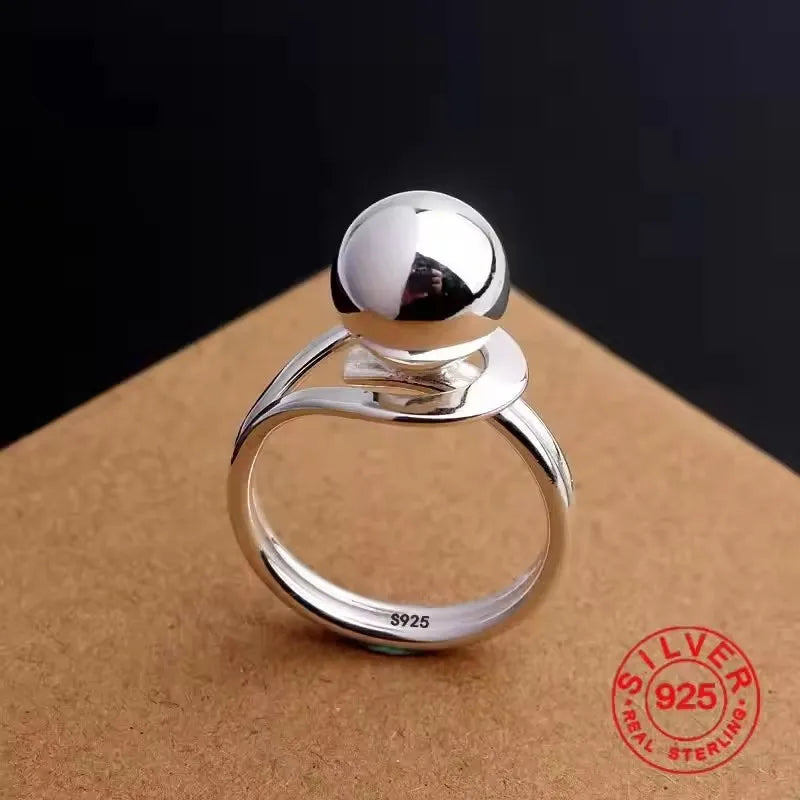 PANJBJ 925 Sterling Silver Geometry Crystal Ring For Women Ellipse Exaggerated Punk Water Drop Open Jewelry Gift Dropshipping