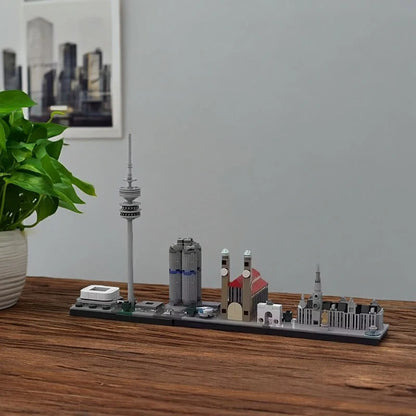 MOC Creative City Architecture Street View Building Blocks Kids Puzzle Toys Germany Munich Skyline Model Birthday Gift Ornament