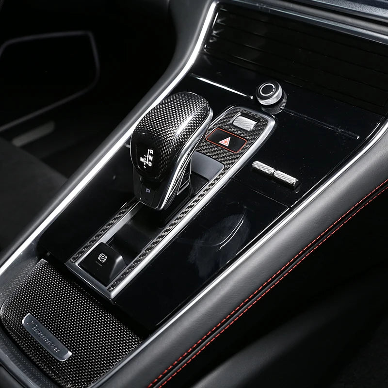 For Porsche Panamera 971 2017-2021 For Cayenne 2018-2023 Real Carbon Fiber Car Center P Button Part Cover Trim Car Accessories