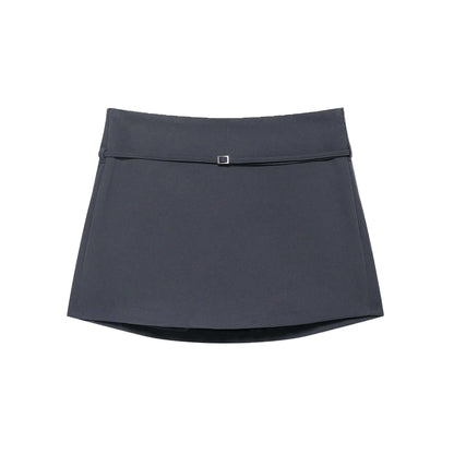 Women's Solid Color Skort with Belt Side Zipper Casual Shorts Skirts Fashionable And Stylish Women's Clothing
