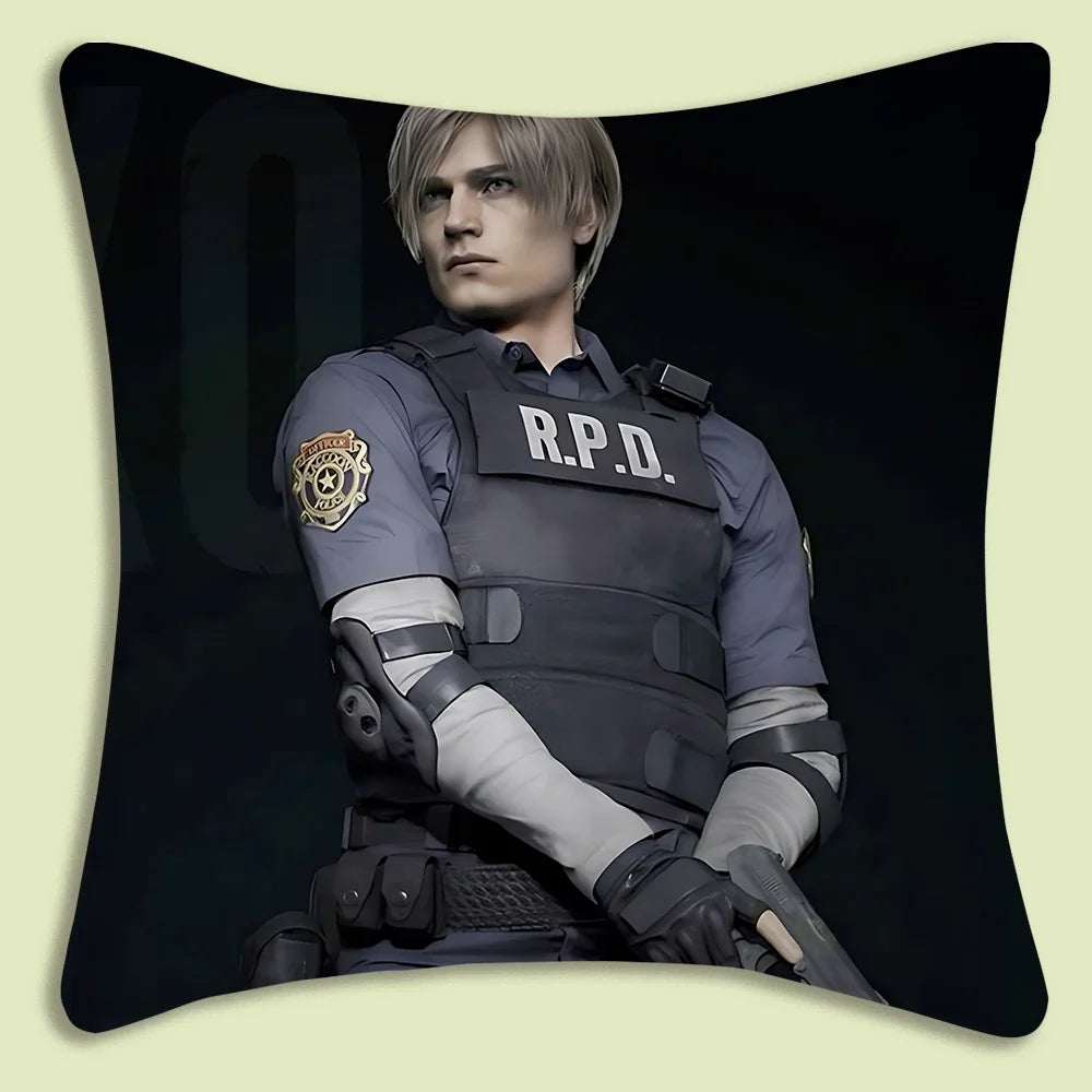 Pillow Covers Cartoon Leon Kennedy Sofa Decorative Home Double-sided Printing Short Plush Cute Cushion Cover