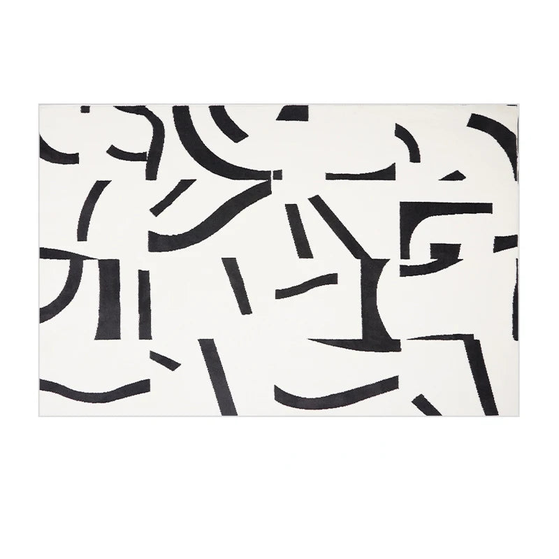 Modern Luxury Carpets for Living Room Fluffy Soft Plush Rug Black White Lines Bedroom Decor Carpet Large Area Washable Study Mat