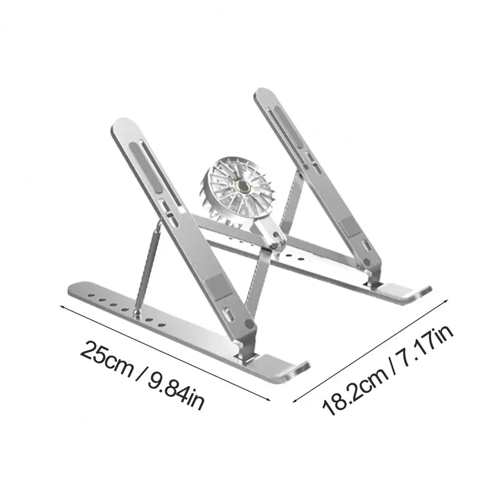 Adjustable Laptop Cooling Stand with Fan, Foldable Portable 7-Level Height Adjustment, Aluminum Alloy Material,