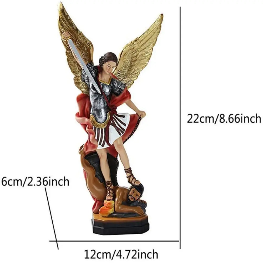Classical Saint Milka Angel Statue Saint Milka Angel Handmade Killing Demon God Sculpture Resin Swords Angel Religious Statue