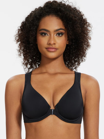 MELENECA Women's Front Closure Bras Plus Size Unlined Underwire Back Support Posture Bra