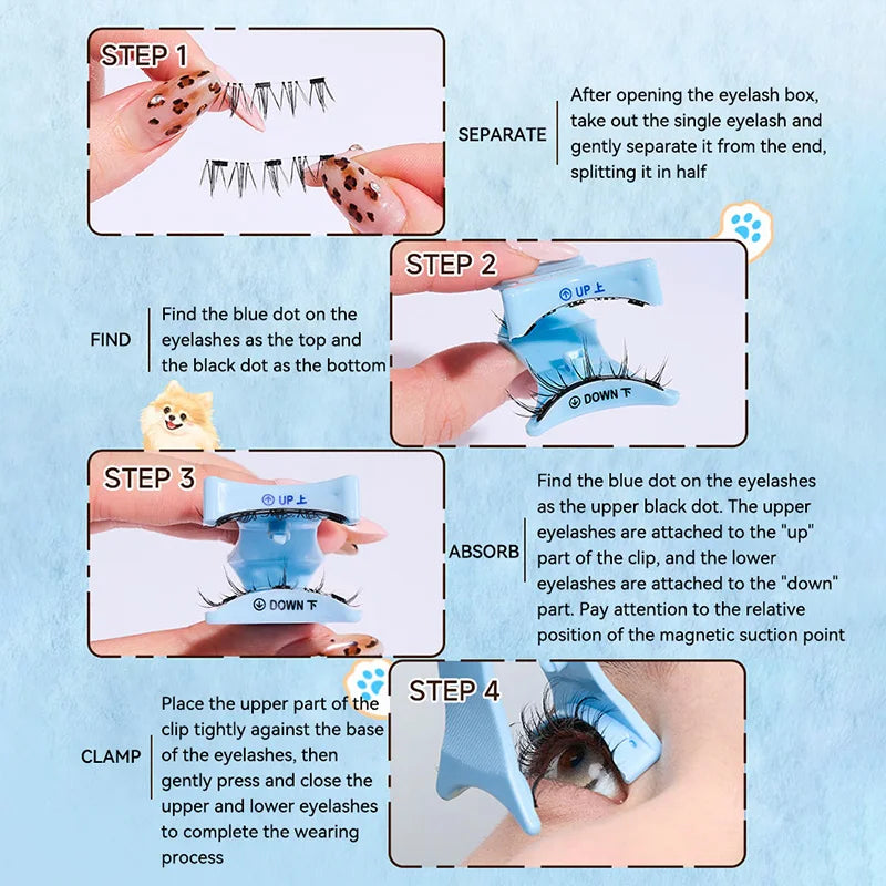 BQI magnetic adhesive false eyelashes are easy to wear and can be removed at any time. They give you natural-looking eyelashes.