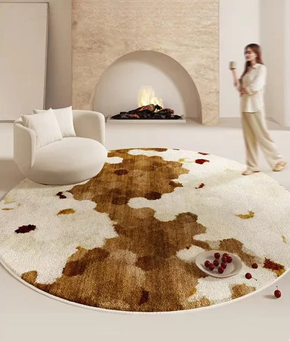 Cream Style Bedroom Decor Carpet Large Area Round Carpets for Living Room Home Thicken Washable Floor Mat Fluffy Soft Lounge Rug