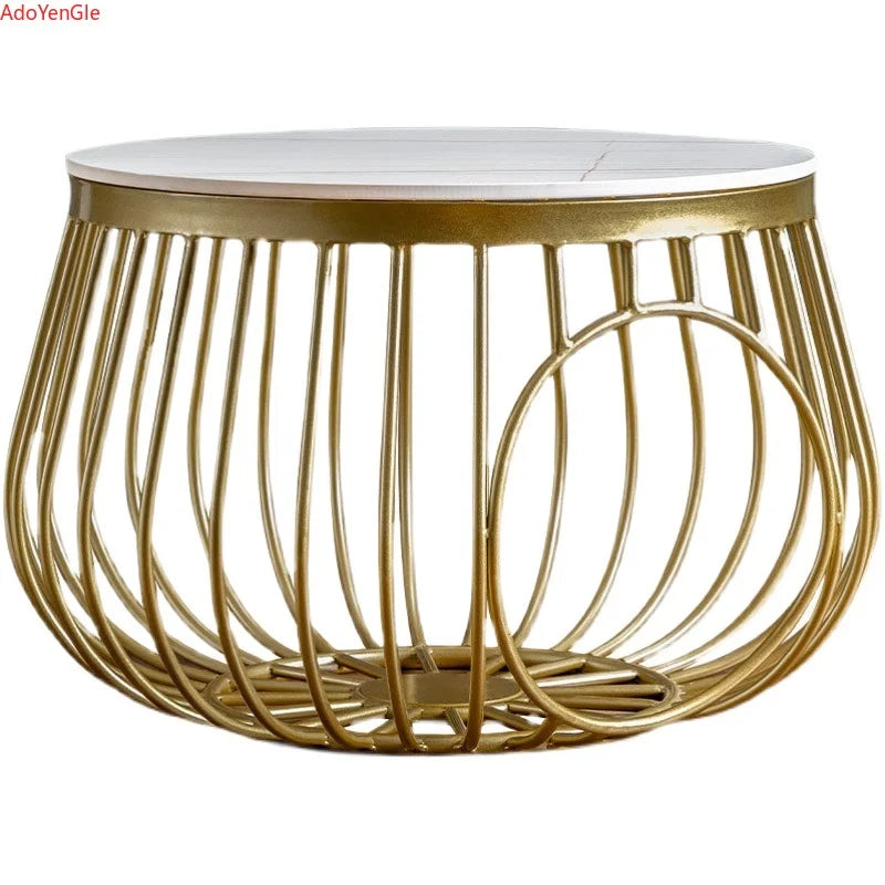 D60cm Creative Nordic Iron Tea Table Round Coffee Table for Living Room Furniture Bed Side Table Rock Plate Tables Cat House Bed