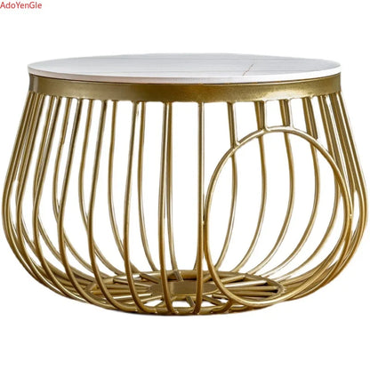D60cm Creative Nordic Iron Tea Table Round Coffee Table for Living Room Furniture Bed Side Table Rock Plate Tables Cat House Bed