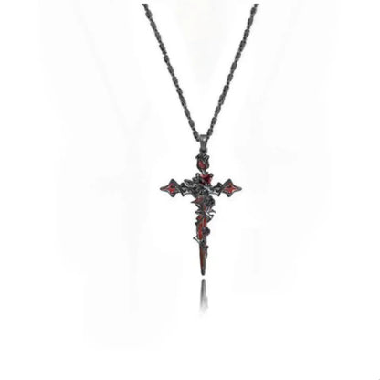 Punk Thorn Rose Cross Earrings Sweet Cool Dark Style Earring Pendant Necklace Party Halloween Jewelry