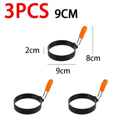 Fried Egg Ring Stainless Steel with Heat  Resistant Silicone Handle Non-Stick Fried Egg Mold Scrambled Eggs Form