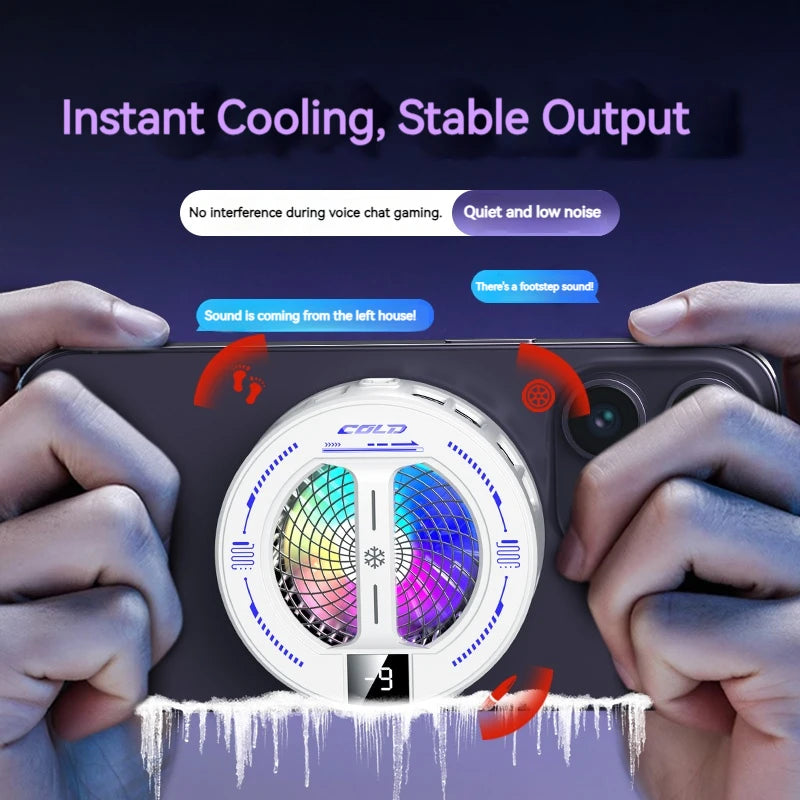 NEW Semiconductor Magnetic Clip Phone Cooler with Digital Display Temperature RGB Lights Compatible for Iphone Samsung Xiaomi