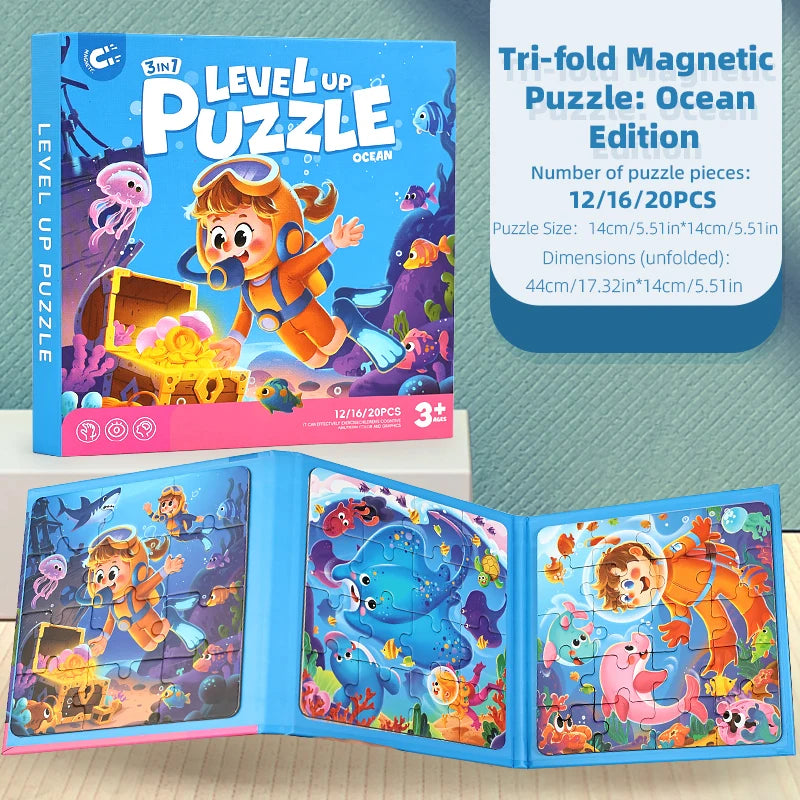 New Kids Magnetic Jigsaw Book Puzzle Game Baby Early Learning Animal Fruit Traffic Cognition Educational Toy Gifts for Children