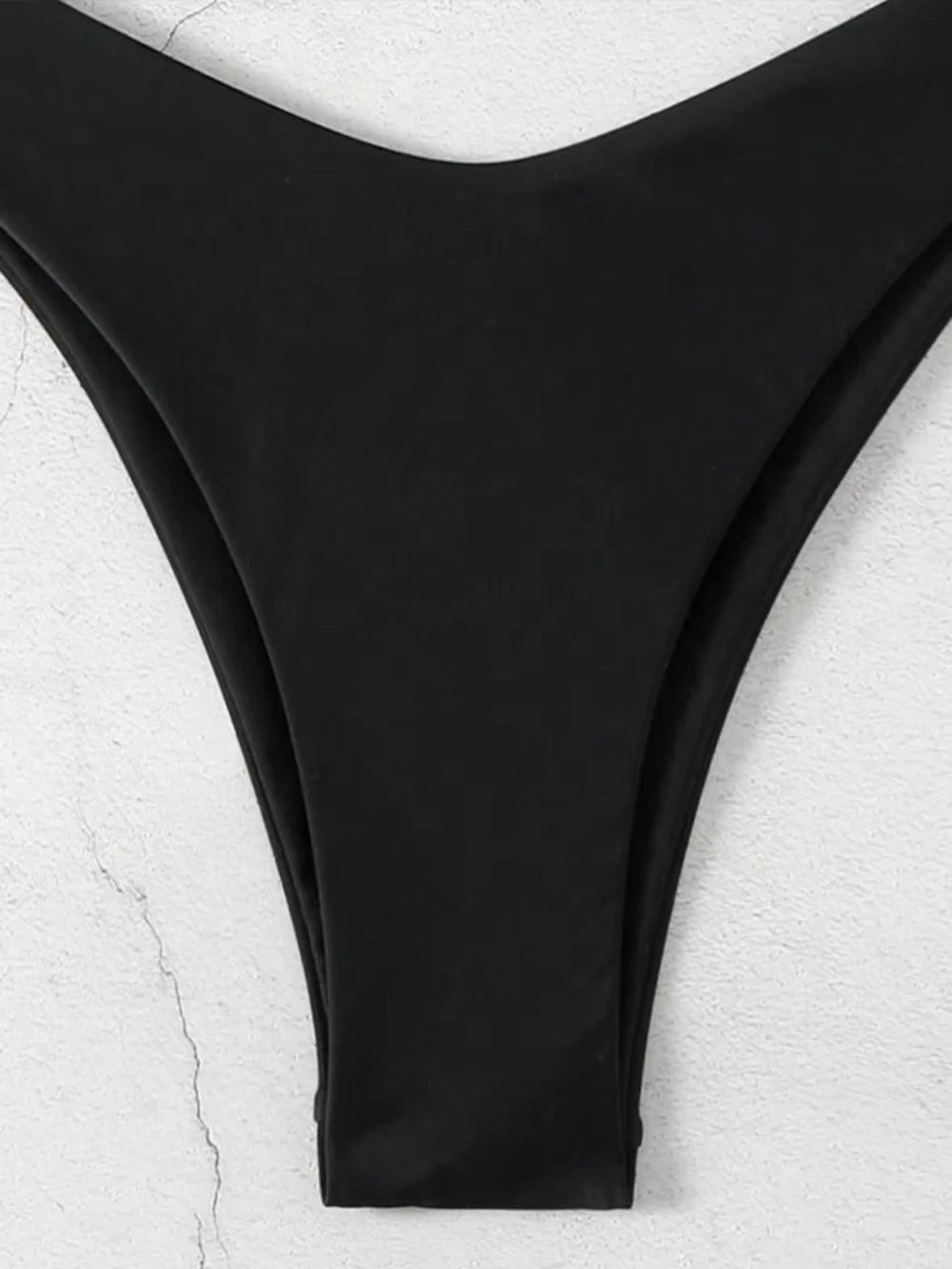 Sexy Solid Halter Lace Up Low Waist Bikini Set Women's 2 Pieces Swimsuit Triangle Thong Swimwear Bathing Suit Brazilian Biquini