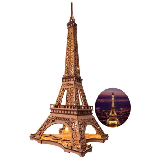 Rolife Eiffel Tower Craft Kit 3D Puzzle DIY Model Building Kit with LED Light Brain Teaser Gifts for Kids Teens Adult