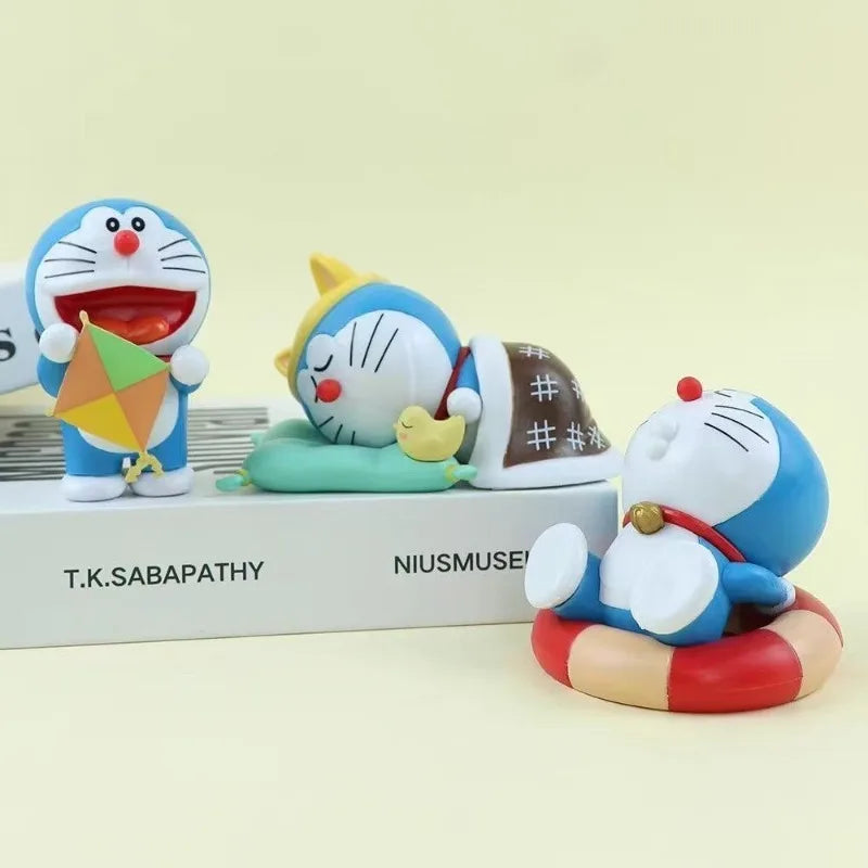 6Pcs Doraemon leisure time figurine trendy toy model cartoon decoration desktop cute cake ornament festival gift for best friend