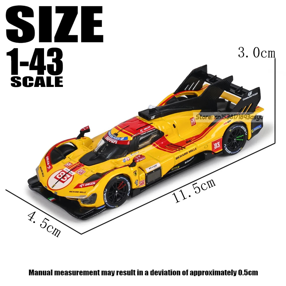 Bburago 1:43 296 GT3 racing Alloy die-casting car model toy WEC 24h Le Mans Hypercar 2025 Ferrari 499P No.83 Ye Yifei FIA WEC