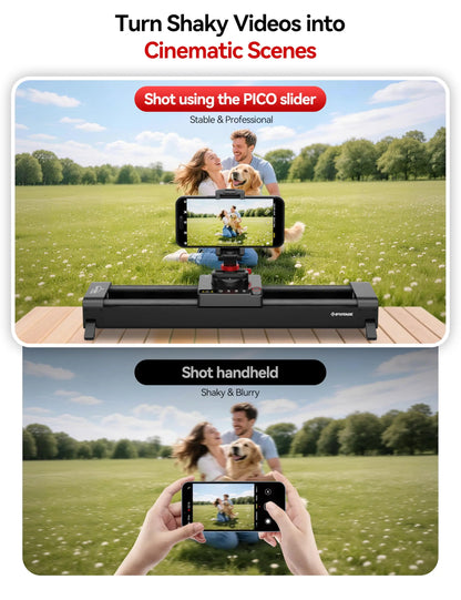 IFOOTAGE Shark Slider PICO PRO, 15.75'' Motorized Slider for DJI Pocket 3/4, Action Cameras and Smart Phones, Dual-Axis 360°