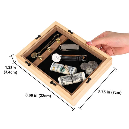 Hidden Wooden Photo Frame Sight Secret Storage Compartment Diversion Stash Safe Container Home Hide Money Cash Ring Necklace Key