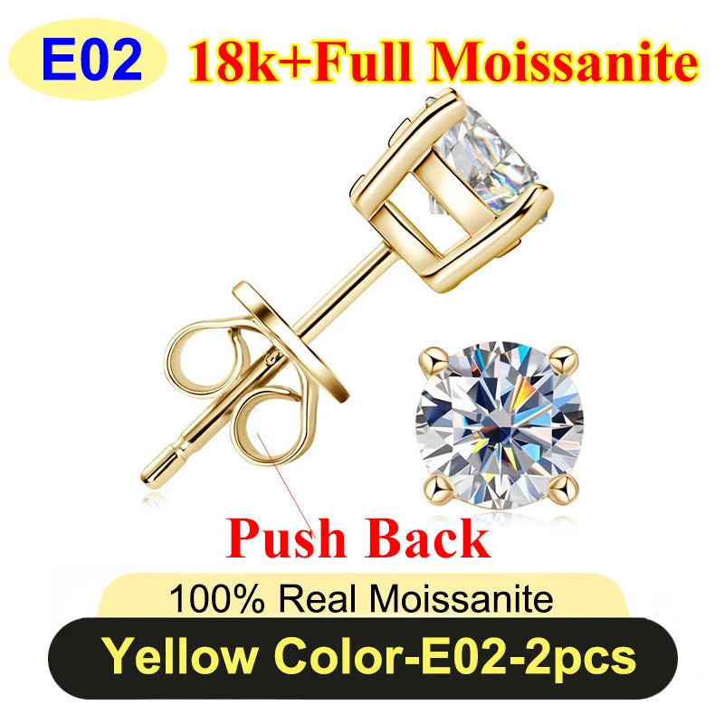 Premium 0.5-3ct Moissanite Diamond Stud Earrings for Women Original 925 Sterling Silver Screw Back Women Moissanite Earring