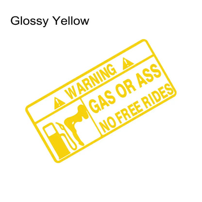 15x7cm Gas or Ass Car Sticker Window Windshield Creative Free Ride Vinyl Decals for Truck Motorcycle Vans Pickup Fuel Tank Decal