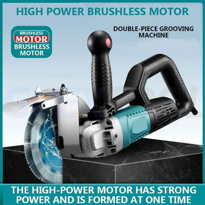 Double Blade Brushless Slotting Machine, High-power 90° Without Dead Corners Electric Concrete Groover, Wall Chaser for Concrete