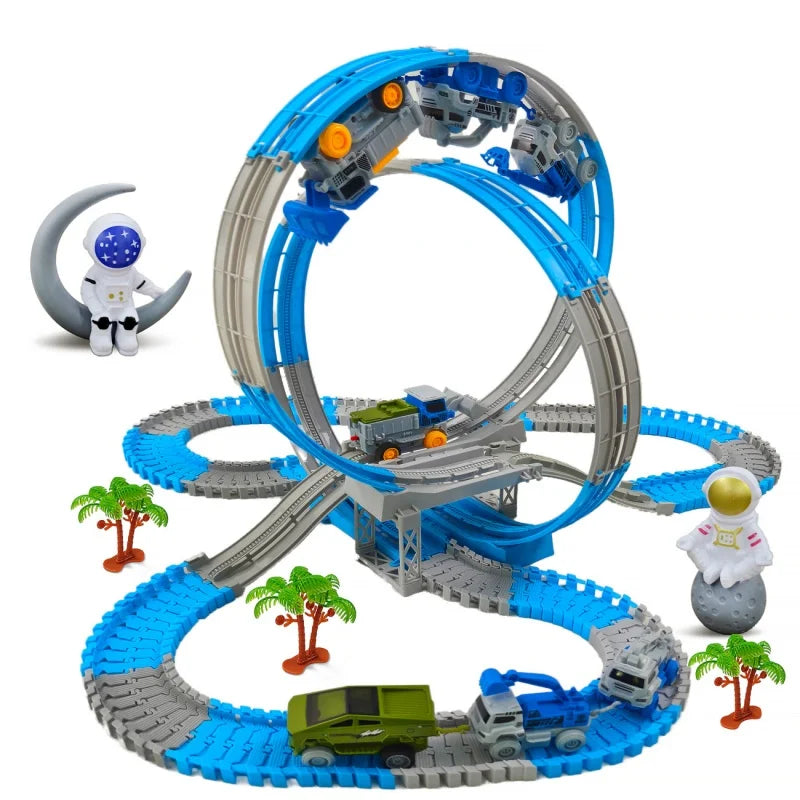 Dinosaur Car Track Set Magic Climbing Flexible Rail Engineering Car Educational Track Car Train Blocks Toys Birthday Gift