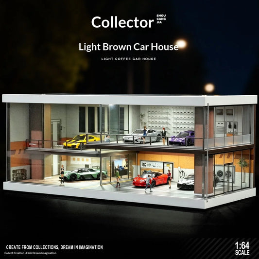 Collector 1:64 Scale Two-Story Parking Garage Model – PVC Diorama Building & Storage Display Case for Diecast Car Collection