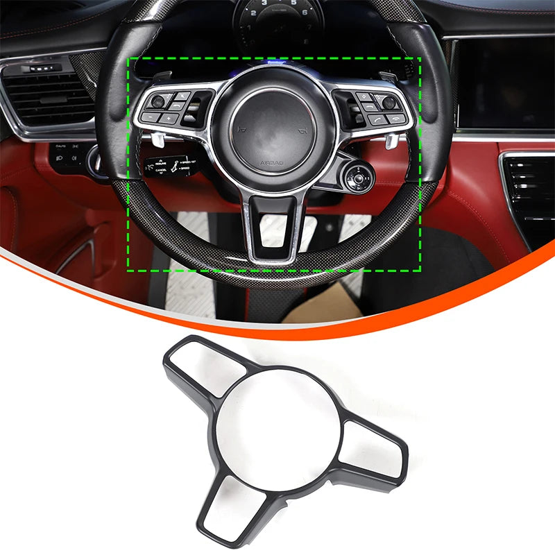 For Porsche Macan Cayenne Panamera 718 911 918 ABS Matt Black Texture Interior Steering Wheel Cover Trim Interior Accessories