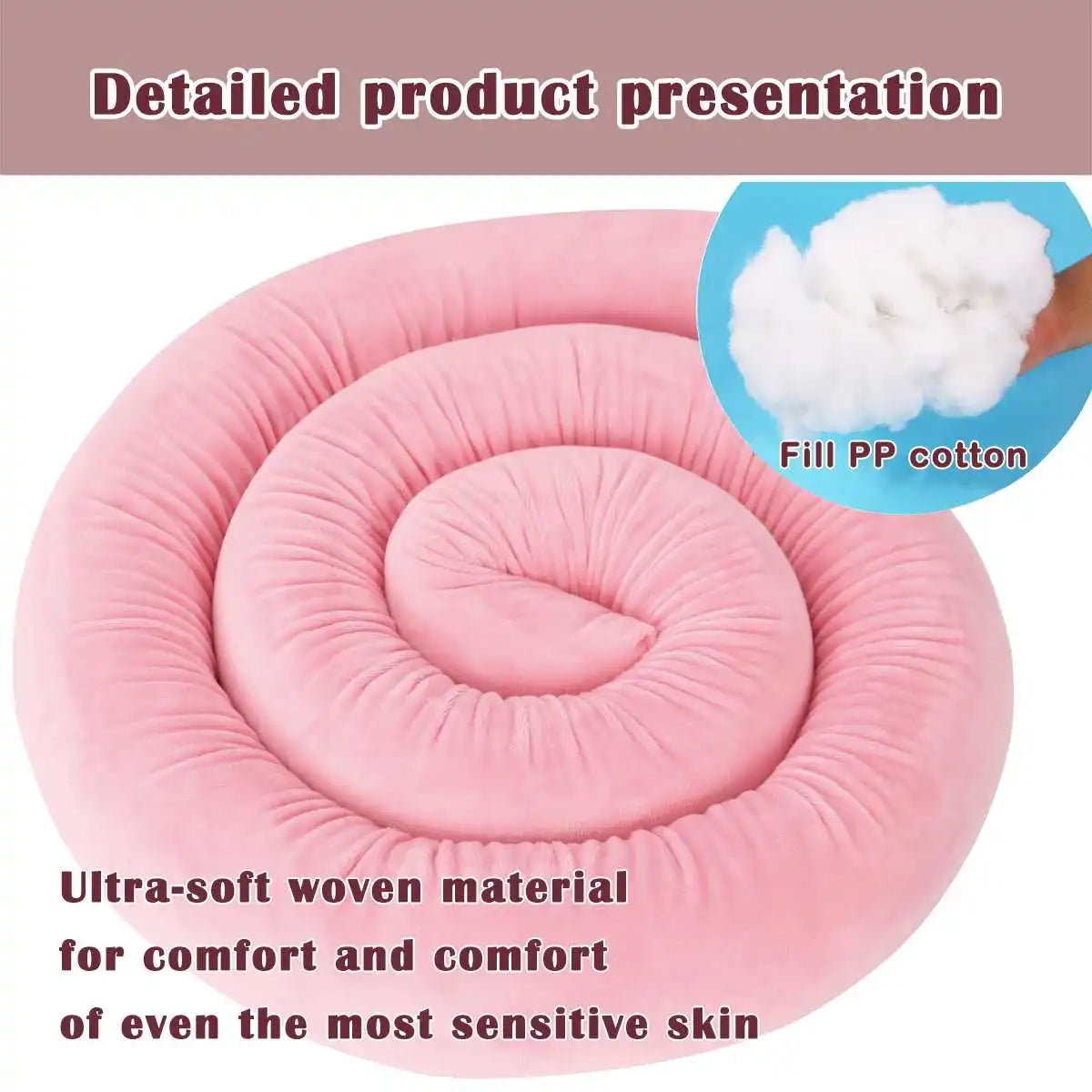  ﻿ 2M Long Baby Bumper Bed Pillow Cushion for Infant Crib Protector Height 8cm Cot Room Decor Bedding Set
